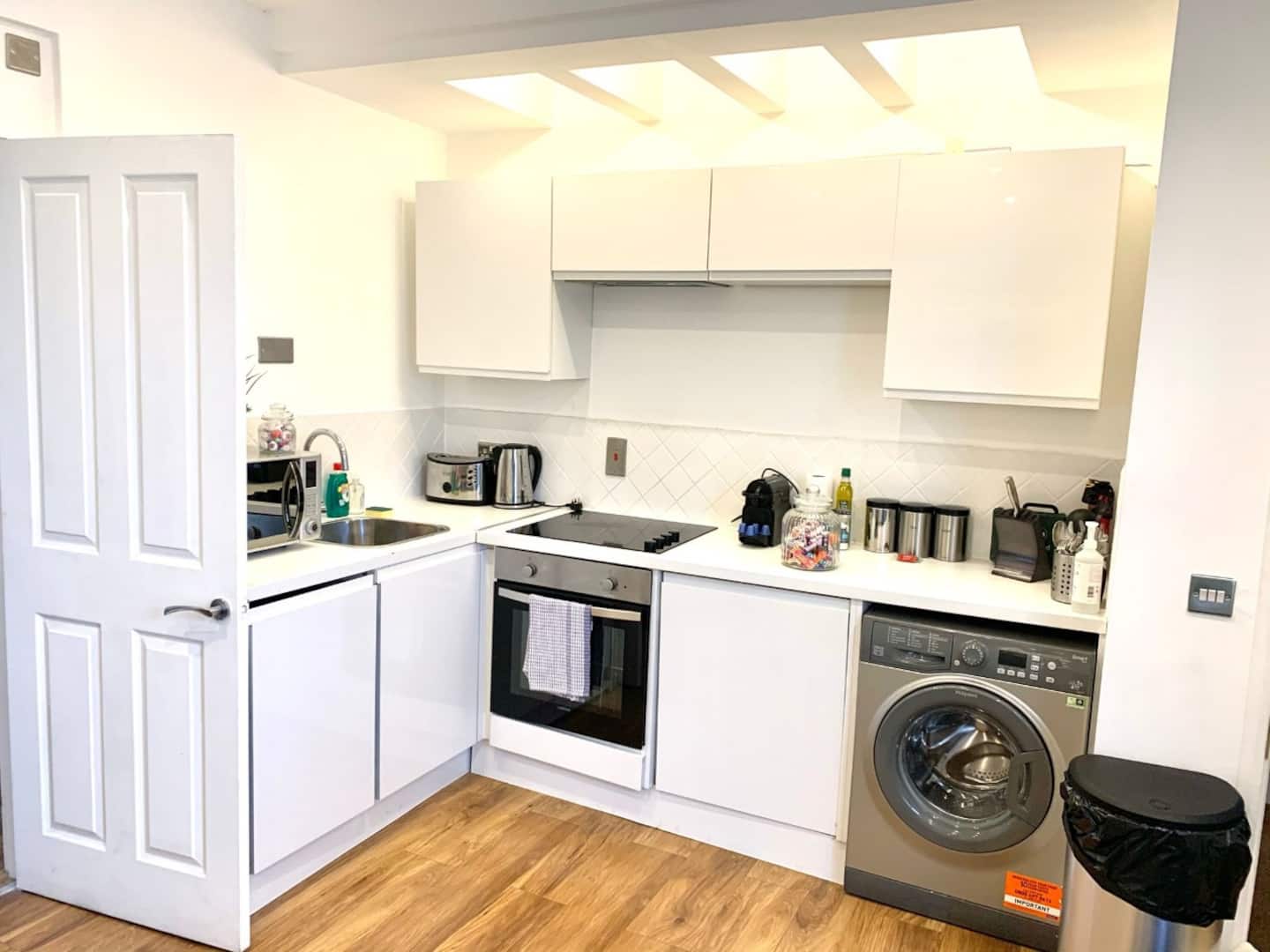 Kitchen and living space of the Emmanuel House apartment