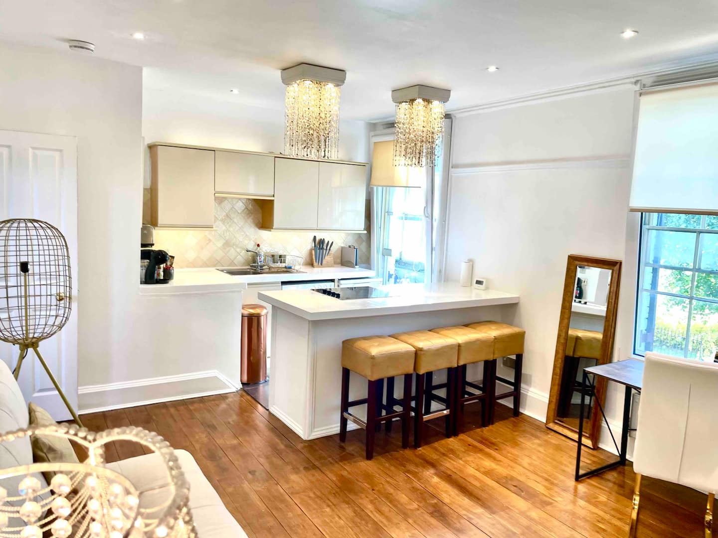 Living space of the top-floor apartment in the historic former police building in central Cambridge